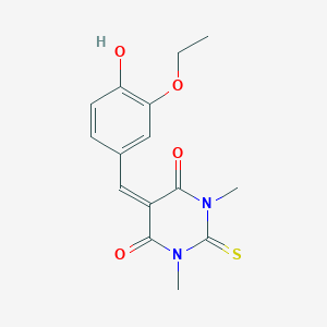 molecular formula C15H16N2O4S B5908690 5-(3-ethoxy-4-hydroxybenzylidene)-1,3-dimethyl-2-thioxodihydro-4,6(1H,5H)-pyrimidinedione 