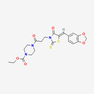 molecular formula C21H23N3O6S2 B5908705 ethyl 4-{3-[5-(1,3-benzodioxol-5-ylmethylene)-4-oxo-2-thioxo-1,3-thiazolidin-3-yl]propanoyl}-1-piperazinecarboxylate 