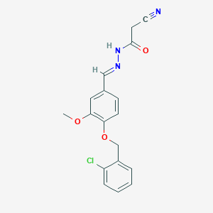 molecular formula C18H16ClN3O3 B5908718 N'-{4-[(2-chlorobenzyl)oxy]-3-methoxybenzylidene}-2-cyanoacetohydrazide 
