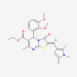 molecular formula C26H29N3O5S B5908726 ethyl 5-(2,3-dimethoxyphenyl)-7-methyl-3-oxo-2-[(1,2,5-trimethyl-1H-pyrrol-3-yl)methylene]-2,3-dihydro-5H-[1,3]thiazolo[3,2-a]pyrimidine-6-carboxylate 