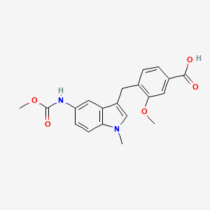 molecular formula C20H20N2O5 B590876 3-Methoxy-4-[[5-[(methoxycarbonyl)amino]-1-methyl-1H-indol-3-yl]methyl]benzoic Acid CAS No. 1159195-66-0