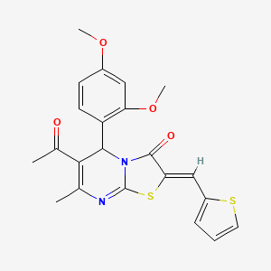 molecular formula C22H20N2O4S2 B5908767 6-acetyl-5-(2,4-dimethoxyphenyl)-7-methyl-2-(2-thienylmethylene)-5H-[1,3]thiazolo[3,2-a]pyrimidin-3(2H)-one 