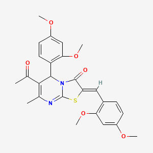 molecular formula C26H26N2O6S B5908804 6-acetyl-2-(2,4-dimethoxybenzylidene)-5-(2,4-dimethoxyphenyl)-7-methyl-5H-[1,3]thiazolo[3,2-a]pyrimidin-3(2H)-one 
