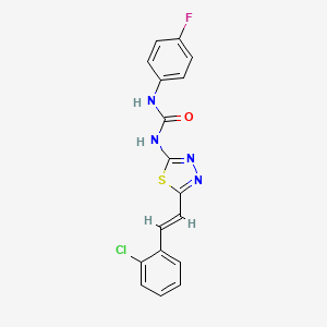 molecular formula C17H12ClFN4OS B5908885 N-{5-[2-(2-chlorophenyl)vinyl]-1,3,4-thiadiazol-2-yl}-N'-(4-fluorophenyl)urea 