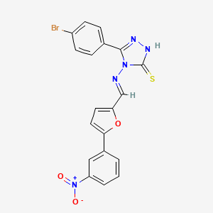 molecular formula C19H12BrN5O3S B5908930 5-(4-bromophenyl)-4-({[5-(3-nitrophenyl)-2-furyl]methylene}amino)-4H-1,2,4-triazole-3-thiol 