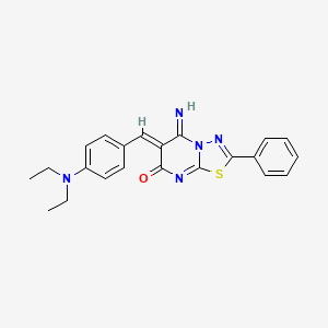 molecular formula C22H21N5OS B5909017 6-[4-(diethylamino)benzylidene]-5-imino-2-phenyl-5,6-dihydro-7H-[1,3,4]thiadiazolo[3,2-a]pyrimidin-7-one 