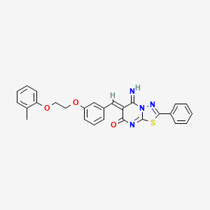 molecular formula C27H22N4O3S B5909078 5-imino-6-{3-[2-(2-methylphenoxy)ethoxy]benzylidene}-2-phenyl-5,6-dihydro-7H-[1,3,4]thiadiazolo[3,2-a]pyrimidin-7-one 