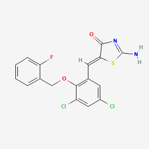 molecular formula C17H11Cl2FN2O2S B5909093 5-{3,5-dichloro-2-[(2-fluorobenzyl)oxy]benzylidene}-2-imino-1,3-thiazolidin-4-one 