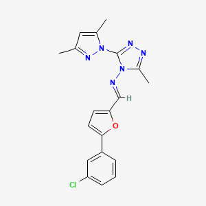 molecular formula C19H17ClN6O B5909142 N-{[5-(3-chlorophenyl)-2-furyl]methylene}-3-(3,5-dimethyl-1H-pyrazol-1-yl)-5-methyl-4H-1,2,4-triazol-4-amine 