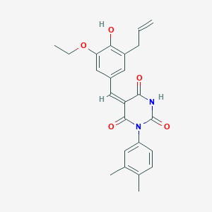 molecular formula C24H24N2O5 B5909176 5-(3-allyl-5-ethoxy-4-hydroxybenzylidene)-1-(3,4-dimethylphenyl)-2,4,6(1H,3H,5H)-pyrimidinetrione 