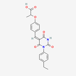 molecular formula C22H20N2O6 B5909202 2-(4-{[1-(4-ethylphenyl)-2,4,6-trioxotetrahydro-5(2H)-pyrimidinylidene]methyl}phenoxy)propanoic acid 