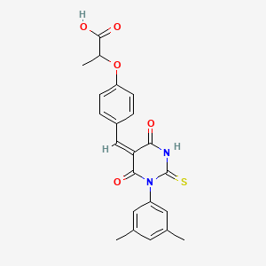 molecular formula C22H20N2O5S B5909205 2-(4-{[1-(3,5-dimethylphenyl)-4,6-dioxo-2-thioxotetrahydro-5(2H)-pyrimidinylidene]methyl}phenoxy)propanoic acid 