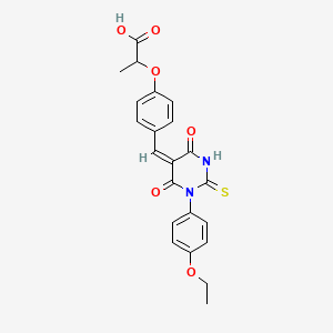 2-(4-{[1-(4-ethoxyphenyl)-4,6-dioxo-2-thioxotetrahydro-5(2H)-pyrimidinylidene]methyl}phenoxy)propanoic acid