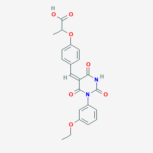 molecular formula C22H20N2O7 B5909221 2-(4-{[1-(3-ethoxyphenyl)-2,4,6-trioxotetrahydro-5(2H)-pyrimidinylidene]methyl}phenoxy)propanoic acid 