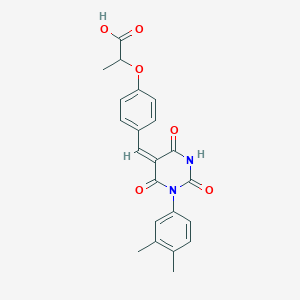 molecular formula C22H20N2O6 B5909222 2-(4-{[1-(3,4-dimethylphenyl)-2,4,6-trioxotetrahydro-5(2H)-pyrimidinylidene]methyl}phenoxy)propanoic acid 
