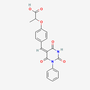 2-{4-[(2,4,6-trioxo-1-phenyltetrahydro-5(2H)-pyrimidinylidene)methyl]phenoxy}propanoic acid