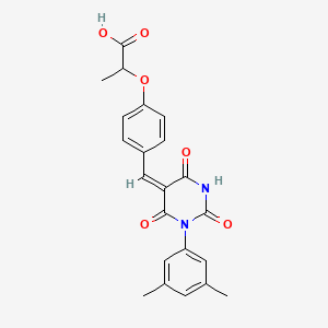molecular formula C22H20N2O6 B5909246 2-(4-{[1-(3,5-dimethylphenyl)-2,4,6-trioxotetrahydro-5(2H)-pyrimidinylidene]methyl}phenoxy)propanoic acid 