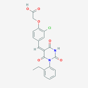 molecular formula C21H17ClN2O6 B5909319 (2-chloro-4-{[1-(2-ethylphenyl)-2,4,6-trioxotetrahydro-5(2H)-pyrimidinylidene]methyl}phenoxy)acetic acid 