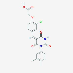 molecular formula C21H17ClN2O6 B5909321 (2-chloro-4-{[1-(3,4-dimethylphenyl)-2,4,6-trioxotetrahydro-5(2H)-pyrimidinylidene]methyl}phenoxy)acetic acid 