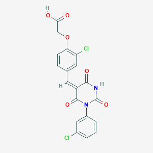 (2-chloro-4-{[1-(3-chlorophenyl)-2,4,6-trioxotetrahydro-5(2H)-pyrimidinylidene]methyl}phenoxy)acetic acid