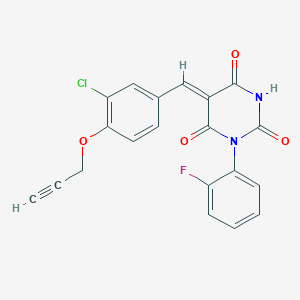 molecular formula C20H12ClFN2O4 B5909352 5-[3-chloro-4-(2-propyn-1-yloxy)benzylidene]-1-(2-fluorophenyl)-2,4,6(1H,3H,5H)-pyrimidinetrione 
