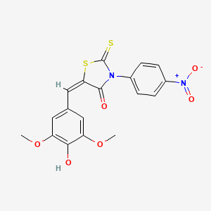 molecular formula C18H14N2O6S2 B5909435 5-(4-hydroxy-3,5-dimethoxybenzylidene)-3-(4-nitrophenyl)-2-thioxo-1,3-thiazolidin-4-one CAS No. 6529-70-0