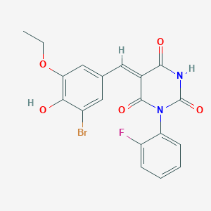 molecular formula C19H14BrFN2O5 B5909488 5-(3-bromo-5-ethoxy-4-hydroxybenzylidene)-1-(2-fluorophenyl)-2,4,6(1H,3H,5H)-pyrimidinetrione 