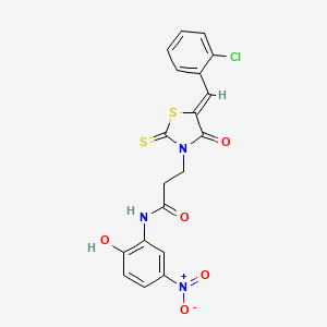 molecular formula C19H14ClN3O5S2 B5909590 3-[5-(2-chlorobenzylidene)-4-oxo-2-thioxo-1,3-thiazolidin-3-yl]-N-(2-hydroxy-5-nitrophenyl)propanamide 