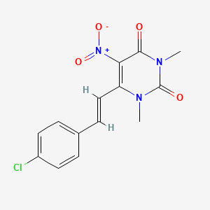molecular formula C14H12ClN3O4 B5909602 6-[2-(4-chlorophenyl)vinyl]-1,3-dimethyl-5-nitro-2,4(1H,3H)-pyrimidinedione 