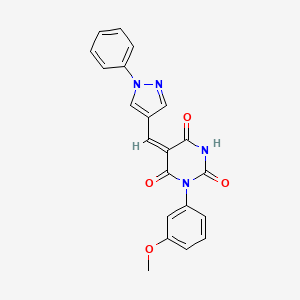 molecular formula C21H16N4O4 B5909694 1-(3-methoxyphenyl)-5-[(1-phenyl-1H-pyrazol-4-yl)methylene]-2,4,6(1H,3H,5H)-pyrimidinetrione 