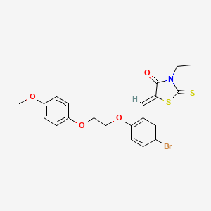 molecular formula C21H20BrNO4S2 B5909702 5-{5-bromo-2-[2-(4-methoxyphenoxy)ethoxy]benzylidene}-3-ethyl-2-thioxo-1,3-thiazolidin-4-one 