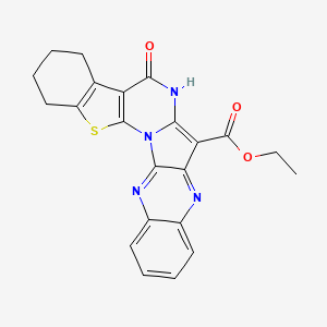 molecular formula C22H18N4O3S B5909791 ethyl 5-oxo-1,2,3,4,5,6-hexahydro[1]benzothieno[3'',2'':5',6']pyrimido[1',2':1,5]pyrrolo[2,3-b]quinoxaline-7-carboxylate 
