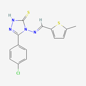 molecular formula C14H11ClN4S2 B5909884 5-(4-chlorophenyl)-4-{[(5-methyl-2-thienyl)methylene]amino}-4H-1,2,4-triazole-3-thiol 