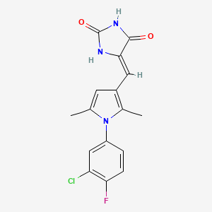 molecular formula C16H13ClFN3O2 B5909917 5-{[1-(3-chloro-4-fluorophenyl)-2,5-dimethyl-1H-pyrrol-3-yl]methylene}-2,4-imidazolidinedione 