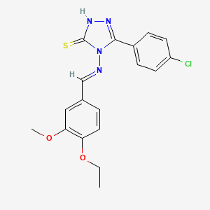 molecular formula C18H17ClN4O2S B5909931 5-(4-chlorophenyl)-4-[(4-ethoxy-3-methoxybenzylidene)amino]-4H-1,2,4-triazole-3-thiol 
