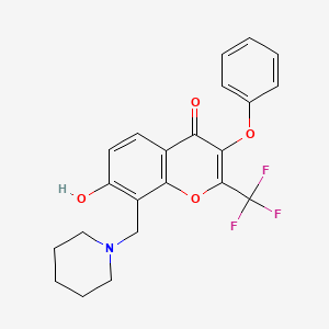 molecular formula C22H20F3NO4 B5909932 7-hydroxy-3-phenoxy-8-(1-piperidinylmethyl)-2-(trifluoromethyl)-4H-chromen-4-one 