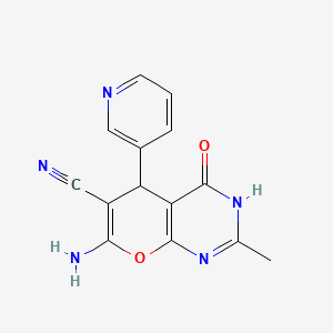 molecular formula C14H11N5O2 B5910125 7-amino-2-methyl-4-oxo-5-(3-pyridinyl)-3,5-dihydro-4H-pyrano[2,3-d]pyrimidine-6-carbonitrile 