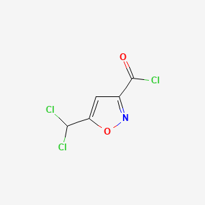 molecular formula C5H2Cl3NO2 B591029 5-(Dichloromethyl)-1,2-oxazole-3-carbonyl chloride CAS No. 135335-77-2