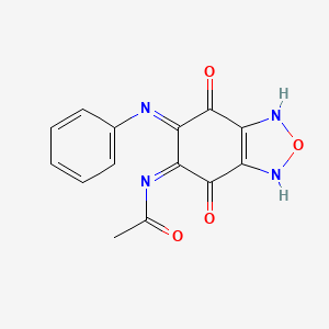 molecular formula C14H10N4O4 B5910365 N-(6-anilino-4,7-dioxo-4,7-dihydro-2,1,3-benzoxadiazol-5-yl)acetamide 