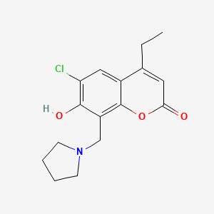 6-chloro-4-ethyl-7-hydroxy-8-(1-pyrrolidinylmethyl)-2H-chromen-2-one