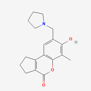 molecular formula C18H21NO3 B5910466 7-hydroxy-6-methyl-8-(1-pyrrolidinylmethyl)-2,3-dihydrocyclopenta[c]chromen-4(1H)-one 