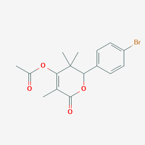 2-(4-bromophenyl)-3,3,5-trimethyl-6-oxo-3,6-dihydro-2H-pyran-4-yl acetate