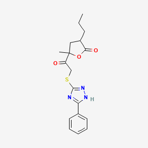 molecular formula C18H21N3O3S B5910703 5-methyl-5-{[(5-phenyl-4H-1,2,4-triazol-3-yl)thio]acetyl}-3-propyldihydro-2(3H)-furanone 