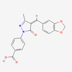 molecular formula C19H14N2O5 B5910780 4-[4-(1,3-benzodioxol-5-ylmethylene)-3-methyl-5-oxo-4,5-dihydro-1H-pyrazol-1-yl]benzoic acid 