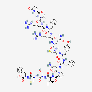 molecular formula C87H123N23O21S2 B591082 Pyroglutamyl-valyl-arginyl-phenylalanyl-arginyl-glutaminyl-cysteinyl-tyrosyl-phenylalanyl-asparaginyl-prolyl-isoleucyl-seryl-cysteinyl-phenylalanine CAS No. 137427-38-4