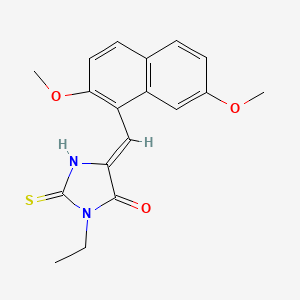 molecular formula C18H18N2O3S B5910994 5-[(2,7-dimethoxy-1-naphthyl)methylene]-3-ethyl-2-thioxo-4-imidazolidinone 