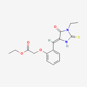 molecular formula C16H18N2O4S B5910995 ethyl {2-[(1-ethyl-5-oxo-2-thioxo-4-imidazolidinylidene)methyl]phenoxy}acetate 