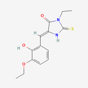 molecular formula C14H16N2O3S B5911015 5-(3-ethoxy-2-hydroxybenzylidene)-3-ethyl-2-thioxo-4-imidazolidinone 