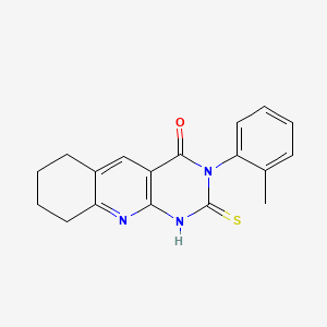 molecular formula C18H17N3OS B5911020 2-mercapto-3-(2-methylphenyl)-6,7,8,9-tetrahydropyrimido[4,5-b]quinolin-4(3H)-one 