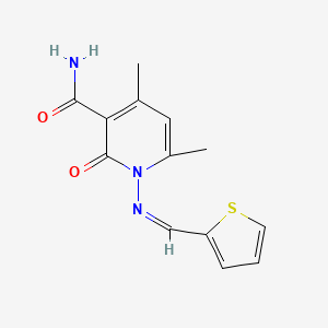molecular formula C13H13N3O2S B5911035 4,6-dimethyl-2-oxo-1-[(2-thienylmethylene)amino]-1,2-dihydro-3-pyridinecarboxamide 